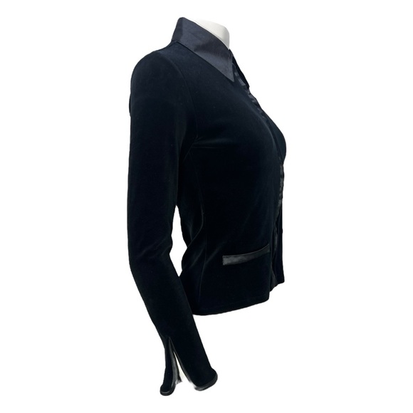 VTG 90's Black Velveteen RAYURE Paris Zip Up Jacket/ Top w/ Flared Cuffs Sz 40 - Picture 2 of 10